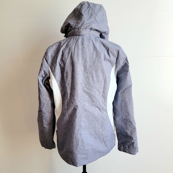 Womens Gray and White Snow Jacket w/ removeable Fuschia Pink Fleece Jacket Sz L - Picture 7 of 12